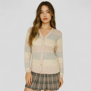 Vintage All Points 90s Silk Angora Cardigan Medium Balletcore Preppy